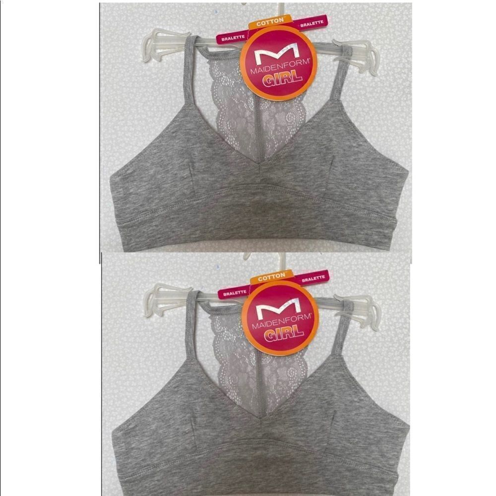 MAIDENFORM Girls COTTON BRALETTE.  2 Medium Heather Grey.